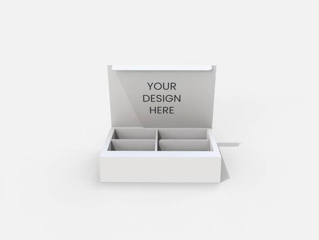 Tray box with 4 grids inserts paper mockup 128023