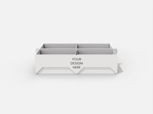 Packaging tray box four grids mockup 120220